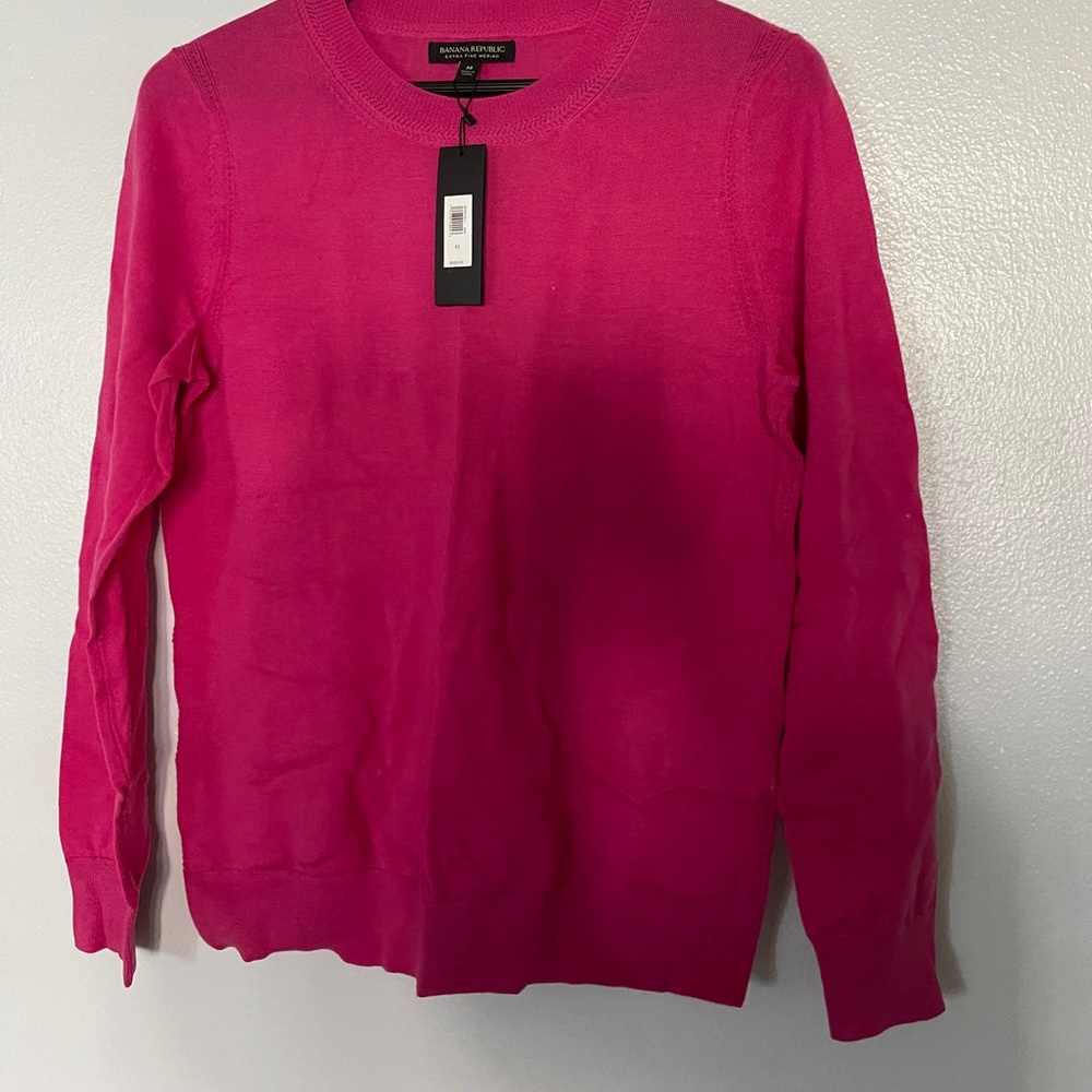 Banana republic pink sweater merino wool fine NWT